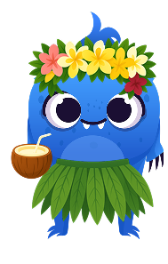 Phoebe dressed in Hawaiian Luau clothing!